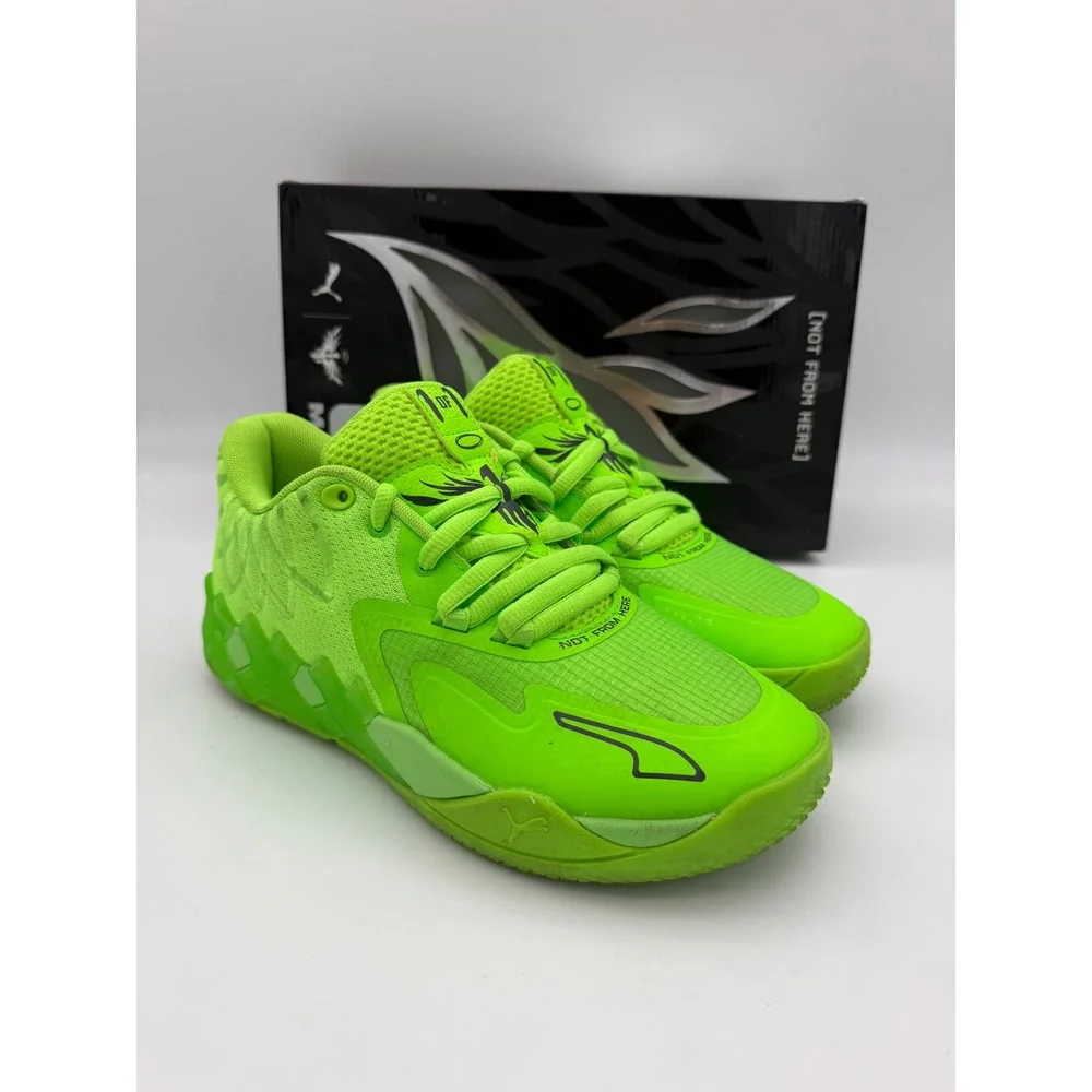 Puma MB.02 JR LaMelo Ball Neon Green Basketball Shoes 378358 02 Mens 6.5